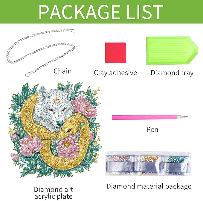 Wergund 5D DIY Wolf Diamond Art Hanging Kits, Hanging Diamond Art Flower, Acrylic Special Shaped Rhinestone, Window Hanging Pendants for Home Wall Garden Front Door Outdoor Decor Gift(Wolf)