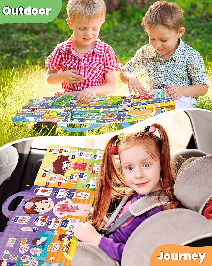walenced reusable sticker book for toddlers, stickers for kids, toddler sticker book, toddler craft activities, toddler travel toys ages 3 and up boy girl birthday gifts