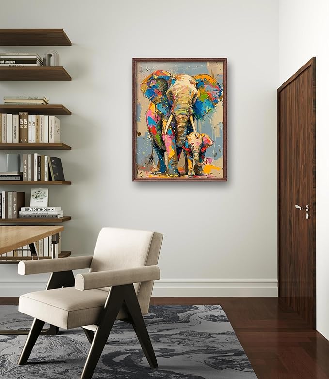 leczany cross stitch stamped kits for adults beginners patterns craft kit needlepoint full range of diy embroidery kits starter 11ct 3 strands | elephant mother and son 15.8×20.9 inches