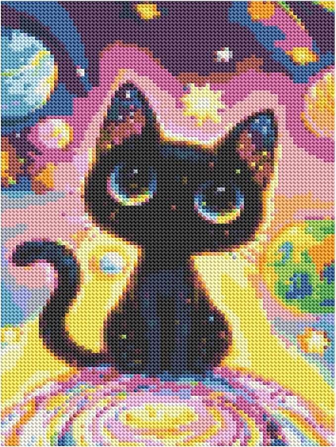 DOTZSO Cat Diamond Painting Kits for Adults, Easy DIY 5D Round Full Drill Diamond Art kit Diamond Dot Crystal Gem Art and Craft for Beginners Home Wall Decor 12x16 Inches