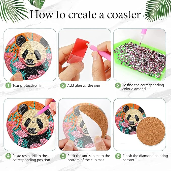 EWJRNSF 8 PCS Diamond Art Coasters Kit, Small Diamond Painting Coasters, Fall Diamond Art Kits for Adults Beginners, Arts and Crafts Supplies Item Sets with Holder