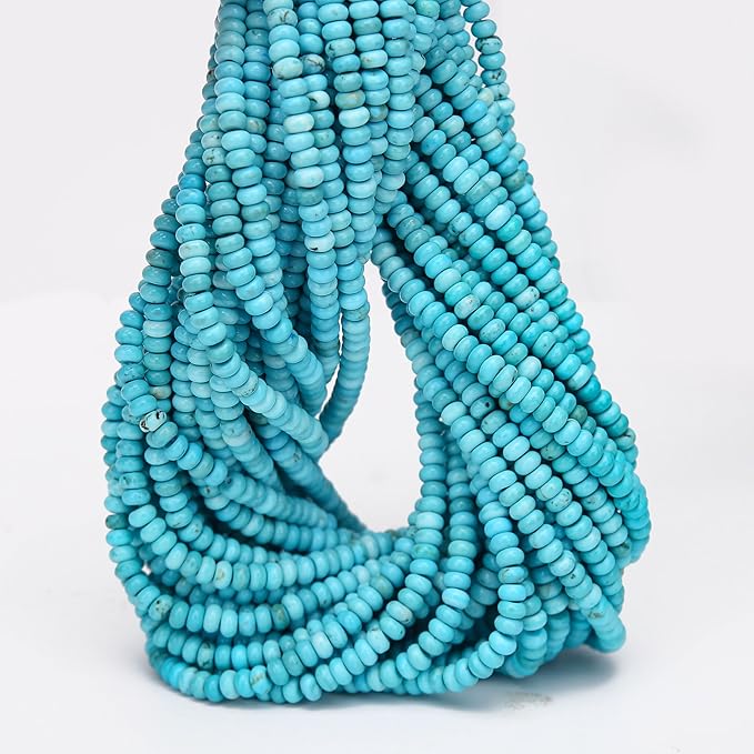 2 Strands (300PCs) Natural Blue Turquoise Rondelle Beads, 2 * 4mm Gemstone Loose Spacer Abacus Disk Beads for DIY Bracelet Necklace Earrings Jewelry Making, Craft Supplies Beading Kit