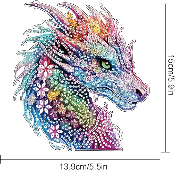 AiYuanzsh Colorful Dragon Diamond Art Painting Hanging Decor – DIY 5D Crystal Rhinestone Art Kit for Adults, Fantasy Window Wall Ornament Craft Gift
