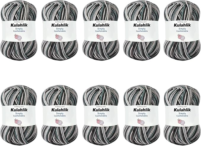 500g(10x50g) Acrylic Yarn for Crocheting and Knitting, Colorful Gradient Yarn Thread, 10 Rolls Skeins, Multicolor Hilo Acrílico, Perfect for DIY Crafts Project