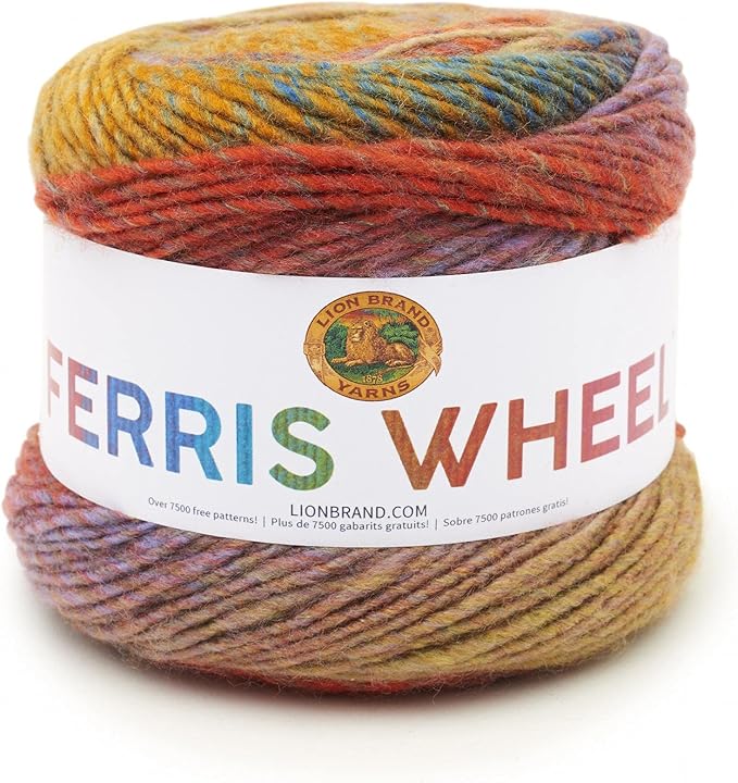 Lion Brand Yarn, Muticolor Ferris Wheel Yarn for Knitting, Crocheting, and Crafts, Buttercup, 1 Pack