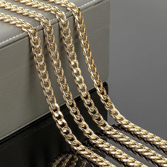 YOUBEIYEE 5 Meters Aluminum Chain for Jewelry Making Thick Gold Plated Cuban Necklace Bracelet Chain Men and Women Hip-pop Jewelry Making Supplies