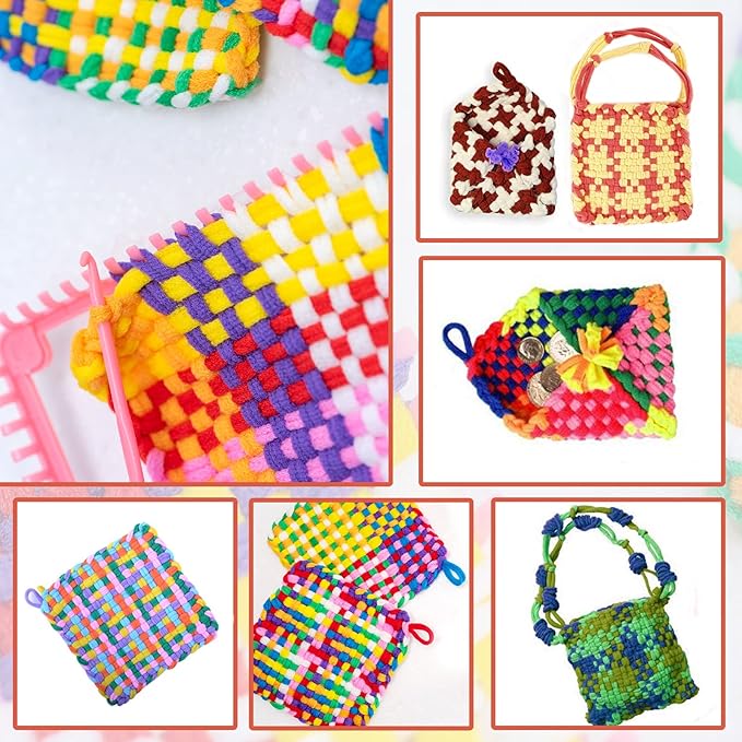 Windspeed 336 Pcs Loop Potholder 14 Colors Elastic Weaving Refill Loops Potholder for with 2 Pcs Crochet Hooks for DIY Crafts Supplies