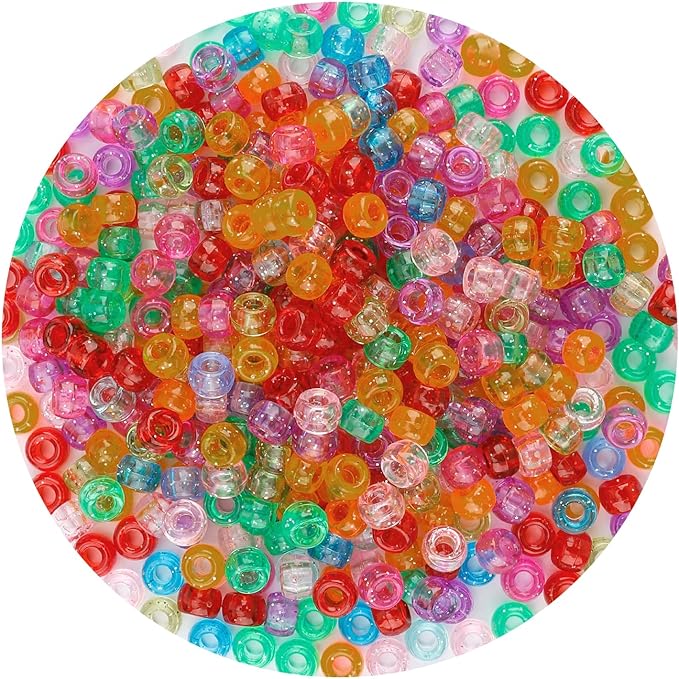 pony beads bulk 1100 pcs, beads for jewelry making, beads for bracelets making, hair beads, bracelet beads, plastic beads for crafts, hair beads for braids for girls(fine sparkle color)