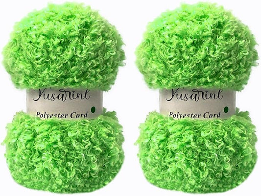 (32 Colors Available) Yusarinl 2 Skeins Teddy Bear Yarn,Fuzzy Yarn for Crochet Polyester Plush Fur for Crafts Fluffy Fuzzy for Knitting(6.7 oz, 80 yds)-Bud Green