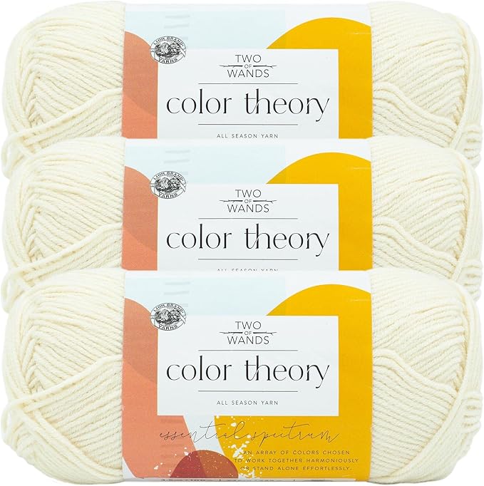 Lion Brand Yarn, Color Theory Worsted Weight Yarn for Knitting and Crochet, Ivory, 3 Pack, Acrylic Fiber with Modern Color Palette, Perfect for Sweaters, Hats and Cozy Blankets