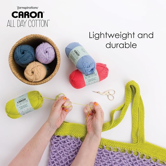 Caron All Day Cotton Lavender Haze Yarn - 3 Pack of 100g/3.5oz - 100% Mercerized Cotton - #4 Worsted (Medium) - 173 Yards - Knitting/Crochet