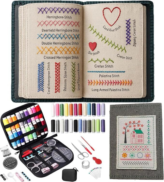 Cekomady 2026 Upgraded Embroidery Stitch Book Kit, 106 Patterns with Tools & Tutorials, 86 PCS Beginner Embroidery Kit, Portable All-in-One Hand Embroidery Book for Adults & DIY Craft Lovers (1Set)