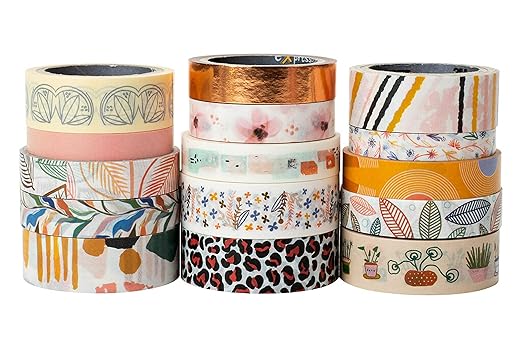 Scotch Washi Tape, Whimsical Design, 15 Rolls, Great for Bullet Journaling, Scrapbooking and DIY Décor (C1017-15-P5)