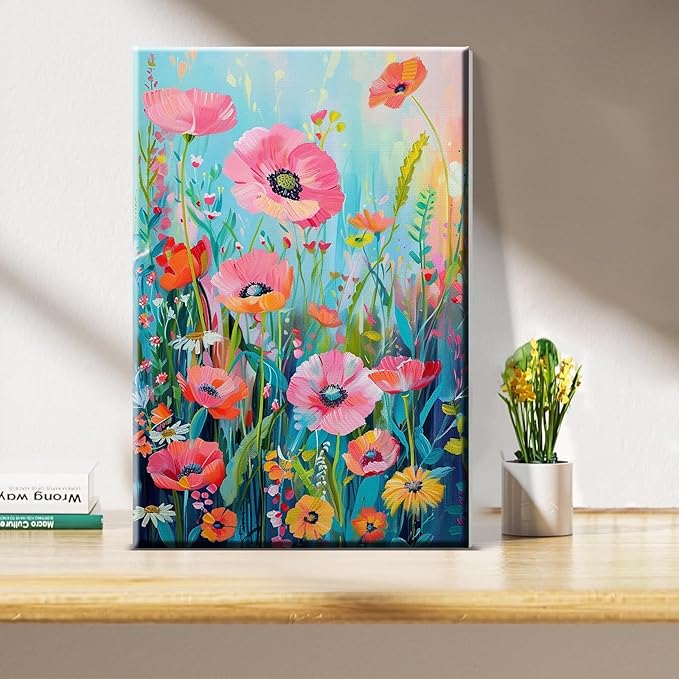 JOOZ Flower Paint by Number for Adults with Easel Paint by Numbers Kit with Frame for Adults Beginners on Canvas DIY Acrylic Painting Kit for Home Decor Gift 7.87x11.81 Inch