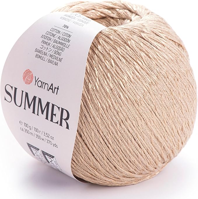 YarnArt Summer – Lightweight Glittery Yarn, 70% Mercerized Cotton, 30% Viscose – Sparkly Knitting & Crochet Yarn for Shawls, Clothes & Accessories (42)