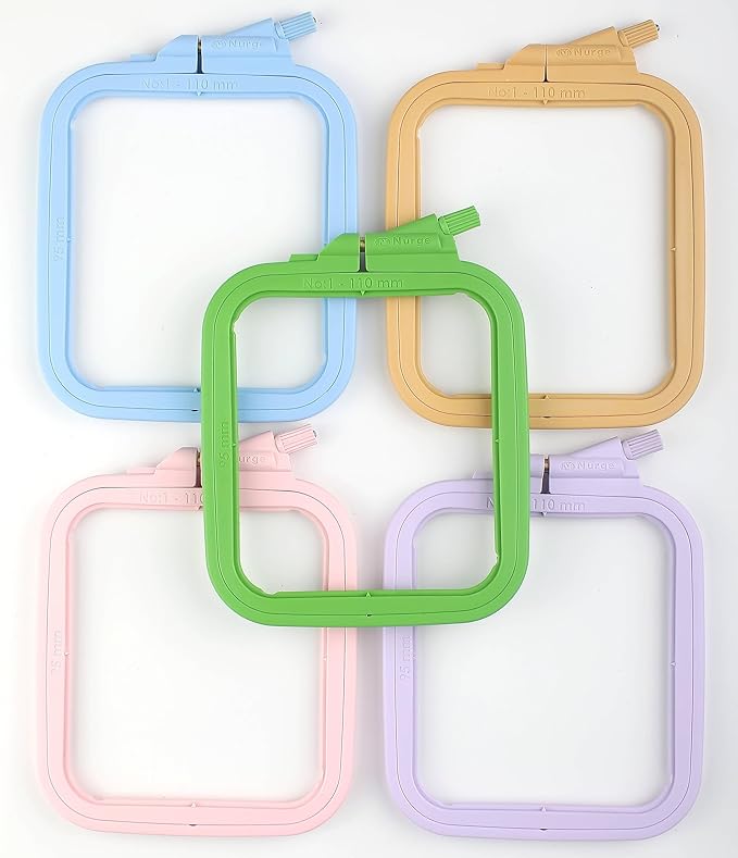 nurge square embroidery hoop - plastic cross stitch frame for needlepoint & embroidery - adjustable craft hoop - pink - no:1 (x small)