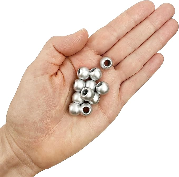 300 acrylic large hole beads for crafts 10mm x 12mm acrylic barrel beads with 5.7mm large hole, matte silver