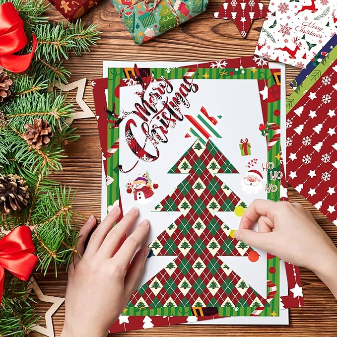 YASMEN Christmas Scrapbook Paper Pad, 12x12 Double-Sided Designer Paper Pads for Card Making, Journals, Planner, DIY Envelopes, Greeting Cards, Decorative Art Craft -24 Sheets