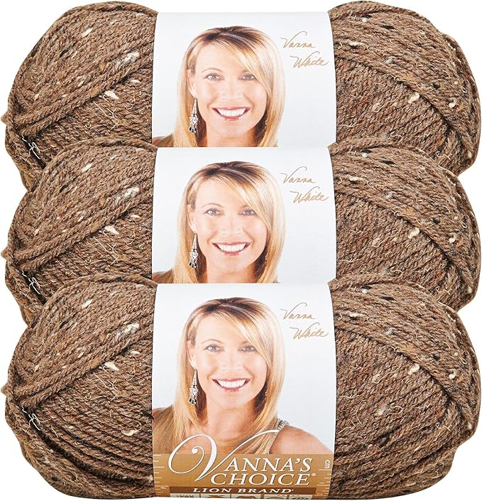Lion Brand Yarn, Vanna's Choice Worsted Weight Yarn for Knitting, Crochet and Crafts, Barley, 3 Pack, Soft Acrylic Fiber for Scarves, Hats and Blankets