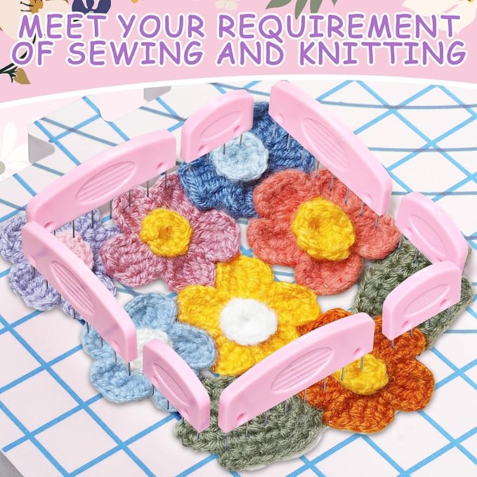 120 Pcs Knit Blocking Combs Pins Kit, 20Pcs Pink Color Knit Blockers Pins Kit, 100 T-pins for Blocking Knitting Crochet, Needlework Projects, Knitting Block Pins Tool for Blocking Mats