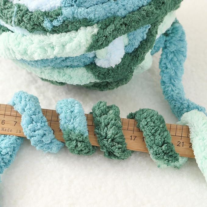 Chunky Chenille Yarn for Hand Knitting 8 Jumbo Pack Jumbo Chunky Yarn for Hand Soft Blanket Knitting, Bulky Thick Fluffy Yarn for Crocheting (Sea of Clouds)