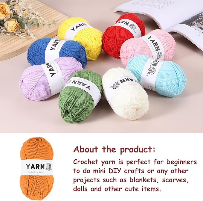 3Pcs Orange Acrylic Yarn 400 Yard 4 Ply Soft Crochet Yarns Sport Weight Yarn,[for DIY Crocheting Knitting Craft Blankets Hats]-150g