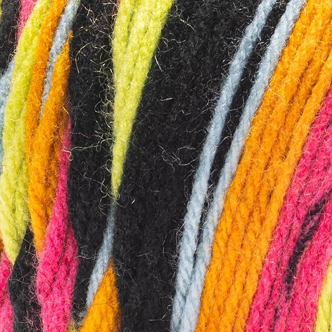 Red Heart All in One Granny Square Black Spicy Lime Yarn - 3 Pack of 250 g / 8.8 oz - 100% Acrylic - #4 Worsted (Medium) - 440 Yards - Knitting/Crochet