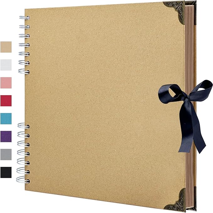 Scrapbook Album 10x10 Inch - Hardcover Kraft Paper Photo Album with 40 Pages, Memory Book for Wedding, Anniversary, Family, Christmas, Baby Shower, Ideal for Preserving Precious Moments