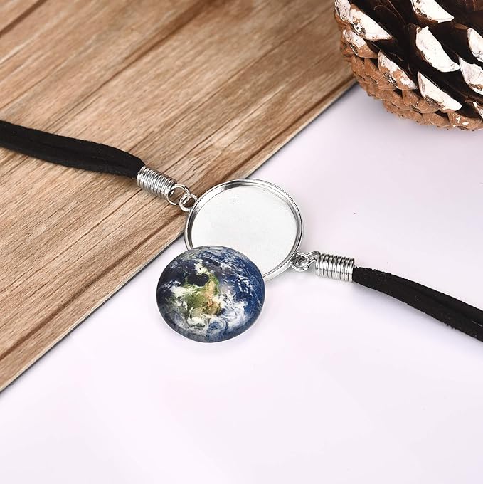 DROLE 40Pcs Bracelet Bezel Settings for Jewelry Making-20Pcs 20mm Silver Color Jewelry Bezel Base Round Cabochon Bezel Tray Blank Bangles Bracelets with 20mm Clear Glass Cabochons Mutil