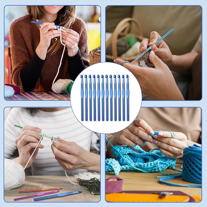 UzecPk 12Pcs 9mm Crochet Hooks, Aluminum Crochet Hook for DIY Craft, Crochet Hook Bulk for Crocheting Yarn Knitting Weave Beginners Women Adults