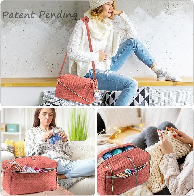 Crochet Bag Organizer - Knitting Bag - Yarn Storage Organizer - Yarn Bag for Crocheting - Yarn Holder for Crochet Accessories, Crocheting & Knitting Gifts