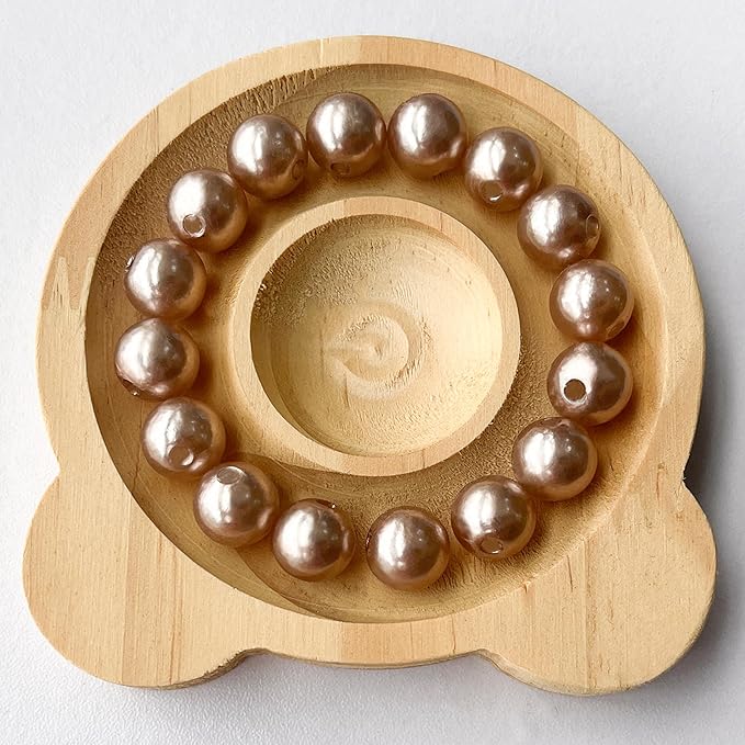 Laopottbeads 230 Pcs Light Brown 12MM Pearl Beads for Jewelry Making Round Pearl DIY Kit for Bracelets, Earrings, Necklaces & Anklets