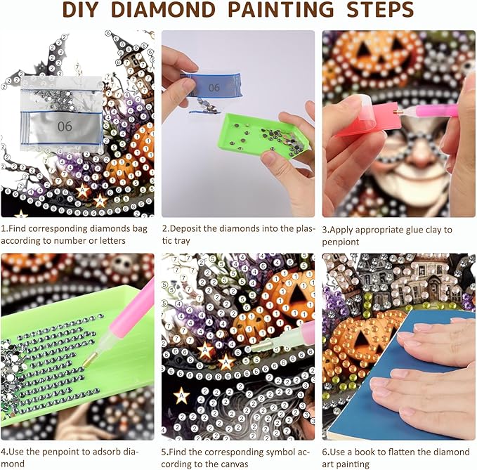 SENQAO Grandma Diamond Art Hanging Kits for Adults Kids, Acrylic Diamonds Painting Pendant Board Kits Halloween, Diamond Art Painting Window Pendants Home Garden Wall Hanging Kits Hanging Ornament