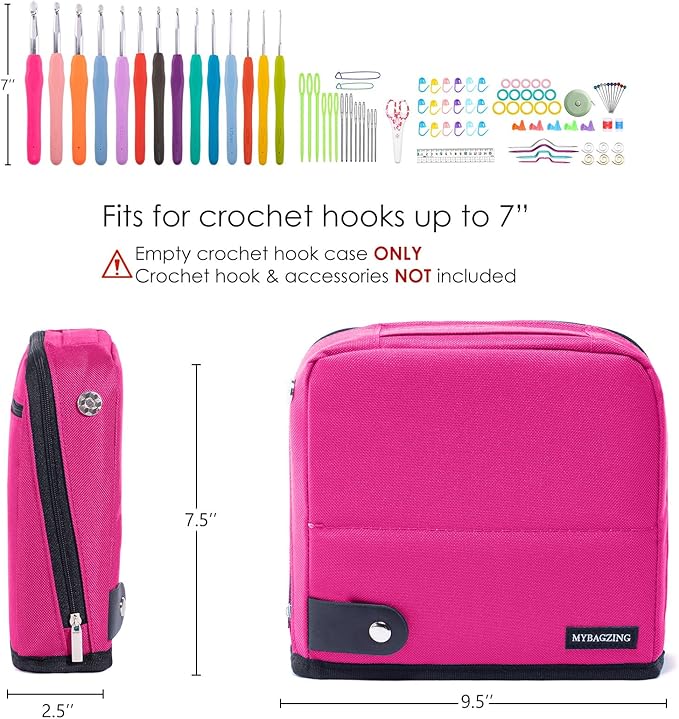 Crochet Hook Case Empty - Crochet Hook Organizer Stand Up Unique Design -Corchet Organizer - for Knitting & Crochet Supplies(Case Only)