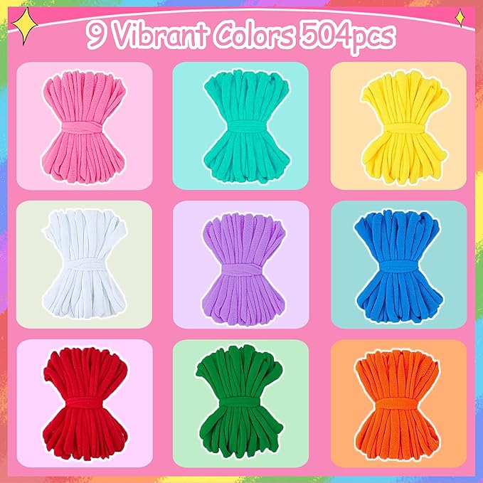 REENLIV 504 PCS Weaving Loom Loops Refill for 6-12 Inch Potholder Loom kit Toys, Elastic DIY Arts and Crafts Loops Supplies for Kids Beginners, Perfect Birthday & Christmas Gifts for 5-13 Year Girls.