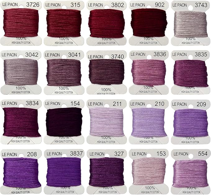 Premium Rainbow Color Embroidery Floss bobbins - Cross Stitch Threads - Friendship Bracelets Floss - Crafts Floss - 20 Bobbins Per Pack Embroidery Floss, Dark Violet Gradient