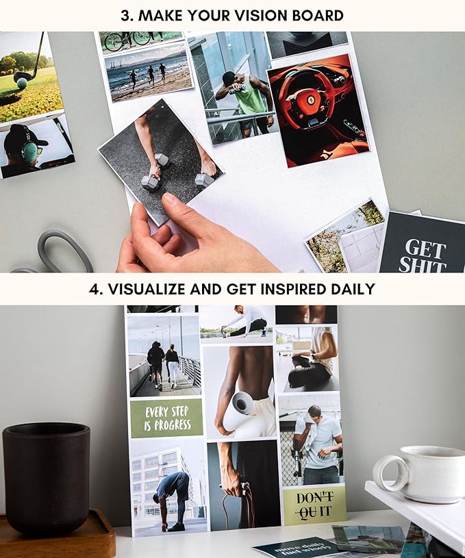 Lamare Vision Board Book for Men - 1000+ Vision Board Images & Quotes, Vision Board Supplies, Vision Board Kit, Collage Book for Manifestation
