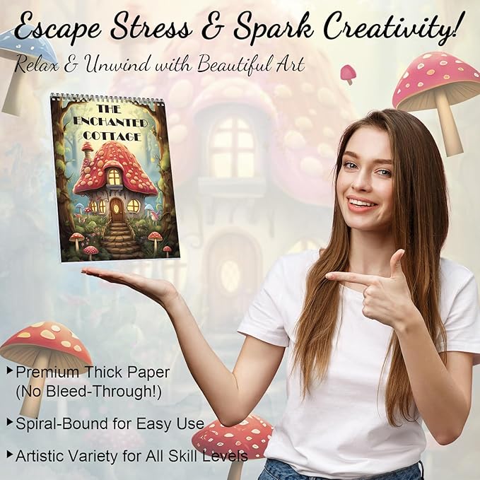 Adult Coloring Book for Women Relaxation, Adult Coloring Book Spiral Bound, One Sided Design 30 Premium Quality Thick Paper (No Bleed), Mindfulness Gifts for Women to Relieve Anxiety