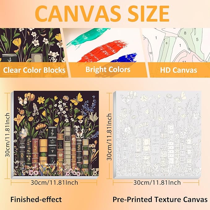 Mandun 2 Pack Paint by Numbers Kit for Adults, Book Paint by Numbers, Paint by Number with Frame Gift Box for Home Wall Art Decor (11.8x11.8Inch)