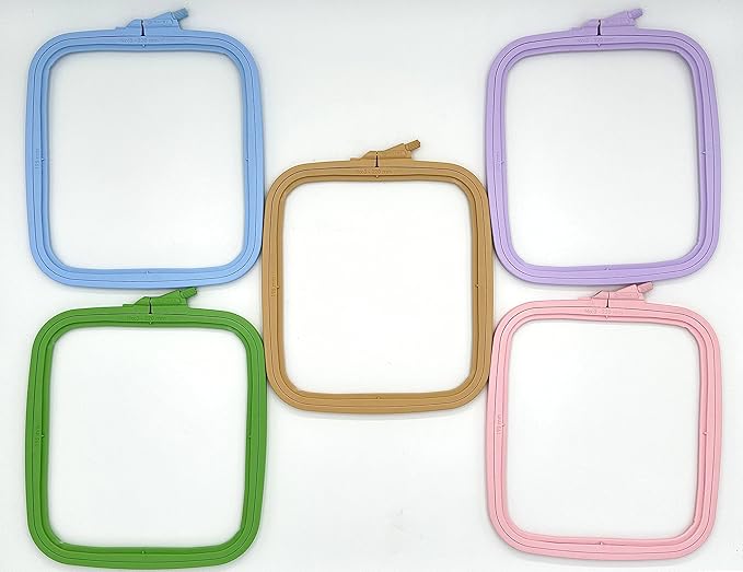 nurge 5pcs plastic medium square embroidery hoops, cross stich hoop, punch needle hoop multicolor
