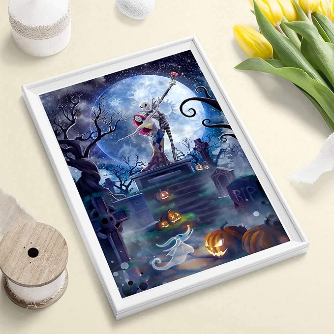 CAMOYAI Halloween Diamond Painting for Adults - Horror Jack 5D DIY Full Round Drill Diamond Art Kits, HD Canvas Painting Craft Gem Art for Home Wall Decor and Gifts 12 x 16 inch