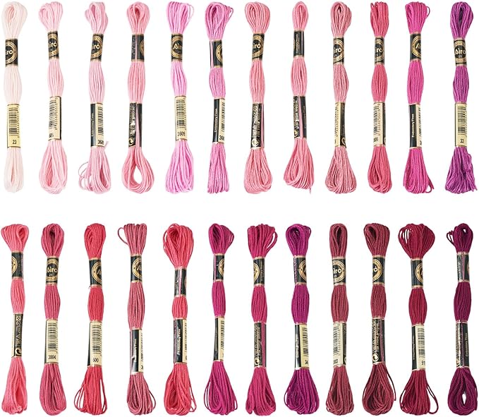 FASHEWELRY 210 Yards Handmade 6-Ply Polyester Embroidery Floss Pink Crewel Cross Stitch Threads 1mm Embroidery Thread Bulk for Jewelry Making Sewing Holiday Decorations Crafts DIY Projects