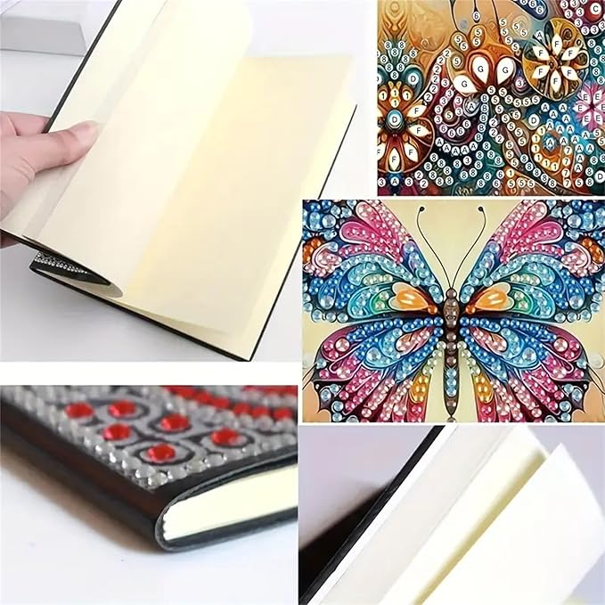 Butterfly Diamond Painting Notebook for Adults, A5 Diamonds Art Journal and DIY Sketchbook, Diamond Art Kit Supplies,Gift for Beginners, Craft Lovers, Artists. (Butterfly)