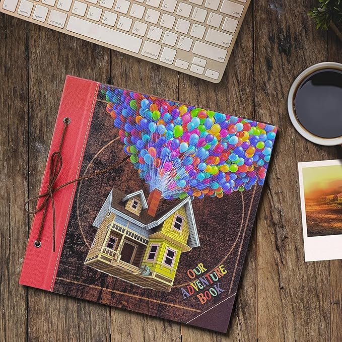 Our Adventure Book 12x12 Inch,Scrapbook Album Large Handmade Travel Scrapbook 60 Pages DIY Album for Anniversary,Wedding,Travelling,Writing,Baby,Friends,Family,Couple Gifts (12in-Up House)