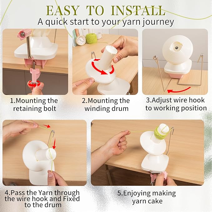 SPEENSUN Yarn Winder for Crocheting, Yarn Spinner, 3.5 OZ Easy-to-Install and Efficiently Yarns Cake Winder with Lower Noise for Yarns Below Size 5, Best for Crochet and Knitting Lover