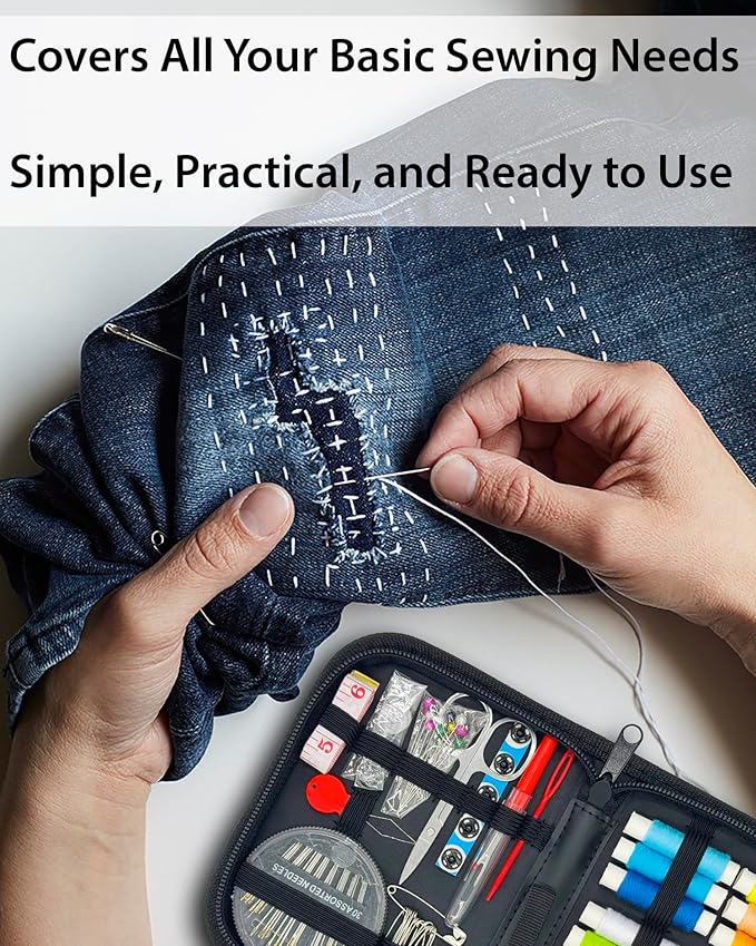 Mini Travel Sewing Kit for Beginners, Adults & Kids – Portable Clothing Repair Kit with 18 Thread Colors, Needles, Scissors & Measuring Tape for Trips, Dorms, Home, Emergency & DIY Use