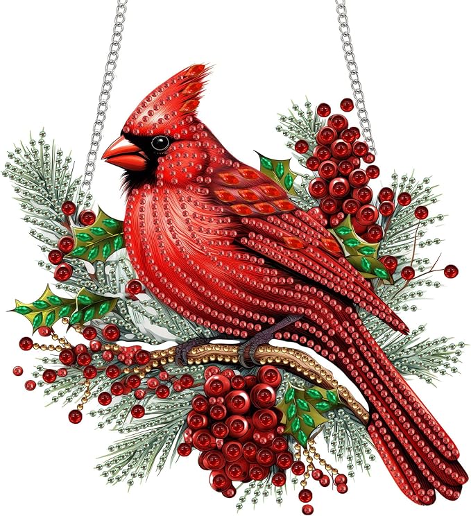Reofrey Hanging Diamond Art Kits for Adults– 8x8Inch Birds Hanging Ornament Acrylic Board Double Sided Pattern Crystal Diamond Art Suncatcher Pendant, for Wall Home Window Decoration Handmade Gift