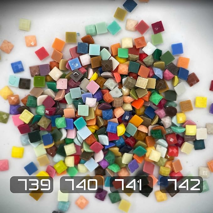 Diamonds Painting Accessories,Replacement for Missing Square Drills 739 740 741 742,Rhinestone Resin Diamond Drill,4 Colors Beads Gems Stones,3500pcs per Color