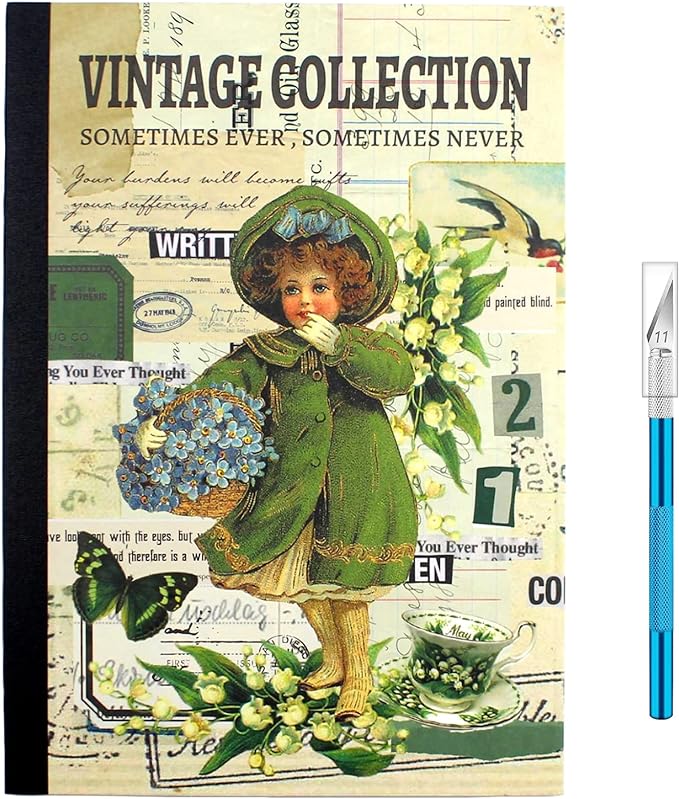 Vintage Scrapbooking Sticker Book for Adults - 800+ Washi Journaling Stickers Ephemera Book for Junk Journal Supplies DIY Crafts Arts Decorative 24 Sheets