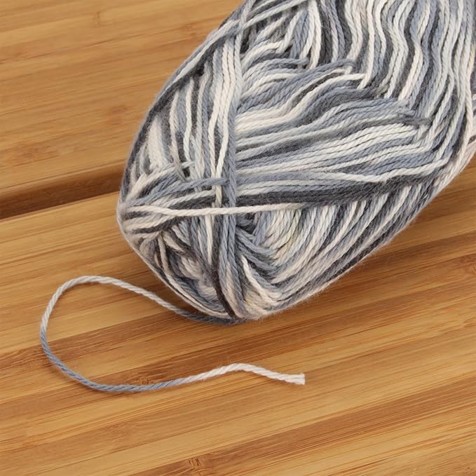 JubileeYarn Cotton Select Yarn - 50g/Skein Sport Weight - Salt-n-Pepper - 8 Skeins